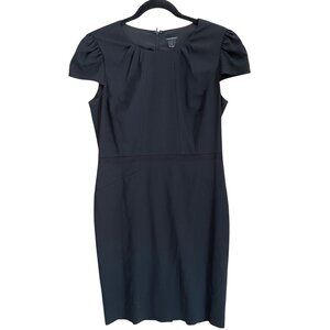 Club Monaco Size 10 Black Wool Blend Cap Sleeve Knee Length Sheath Pencil Dress
